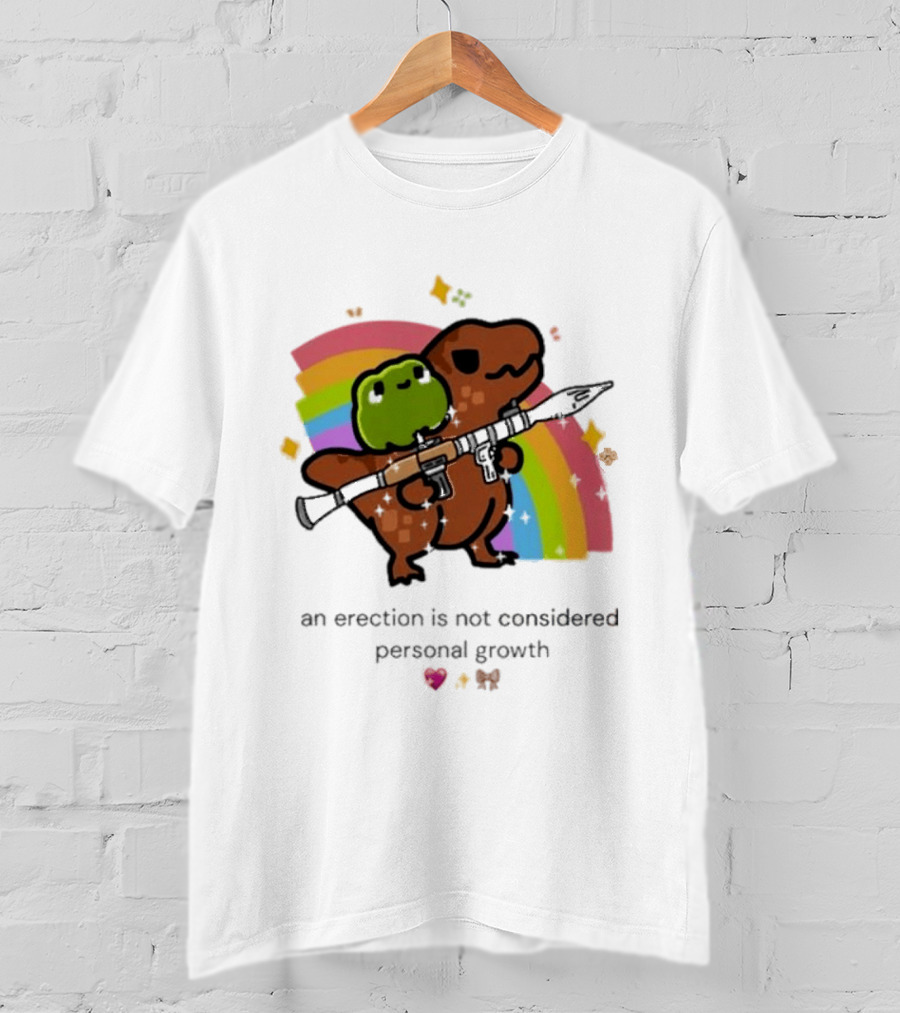 Original Rex Rocket An Erection Is Not Considered Personal Growth Rainbow Dinosaur Frog T-Shirt