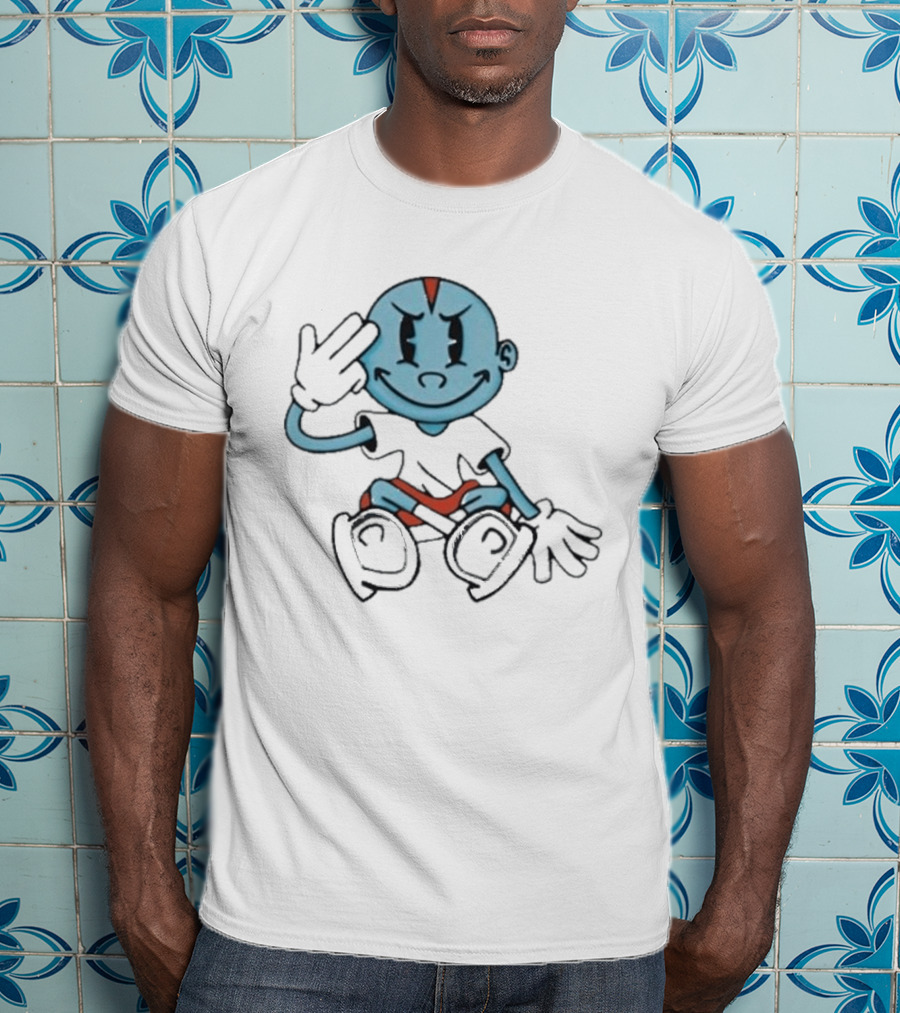 Lil Darkie Brahman Sits Blue Cartoon Figure With Red Shorts And Gloves T-Shirt