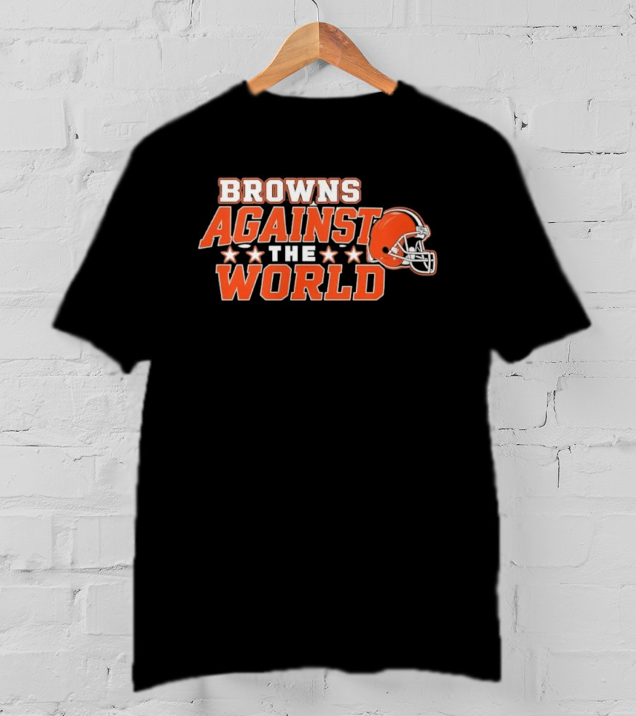 Browns Against The World Football Helmet Stars T-Shirt