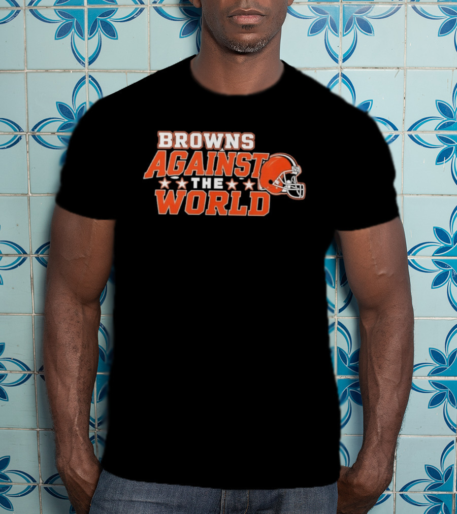 Browns Against The World Football Helmet Stars T-Shirt