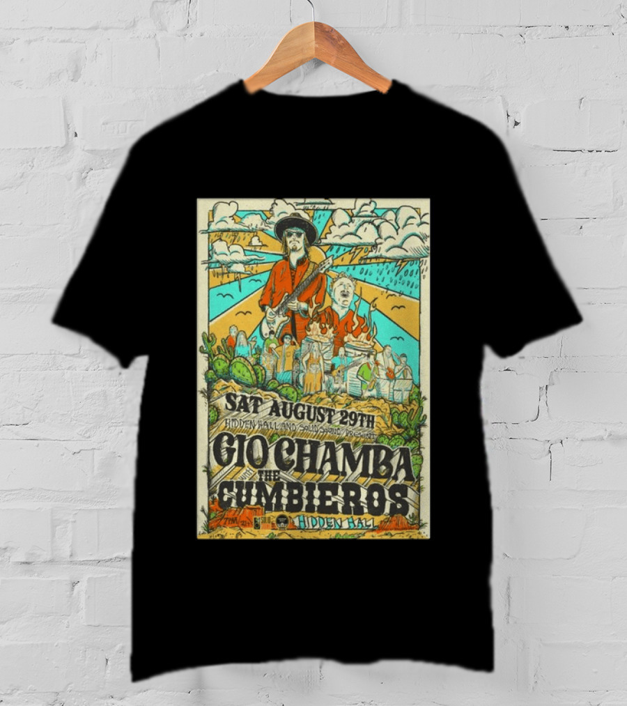Gio Chamba The Cumbieros Live At Hidden Hall August 29th 2026 Concert T-Shirt