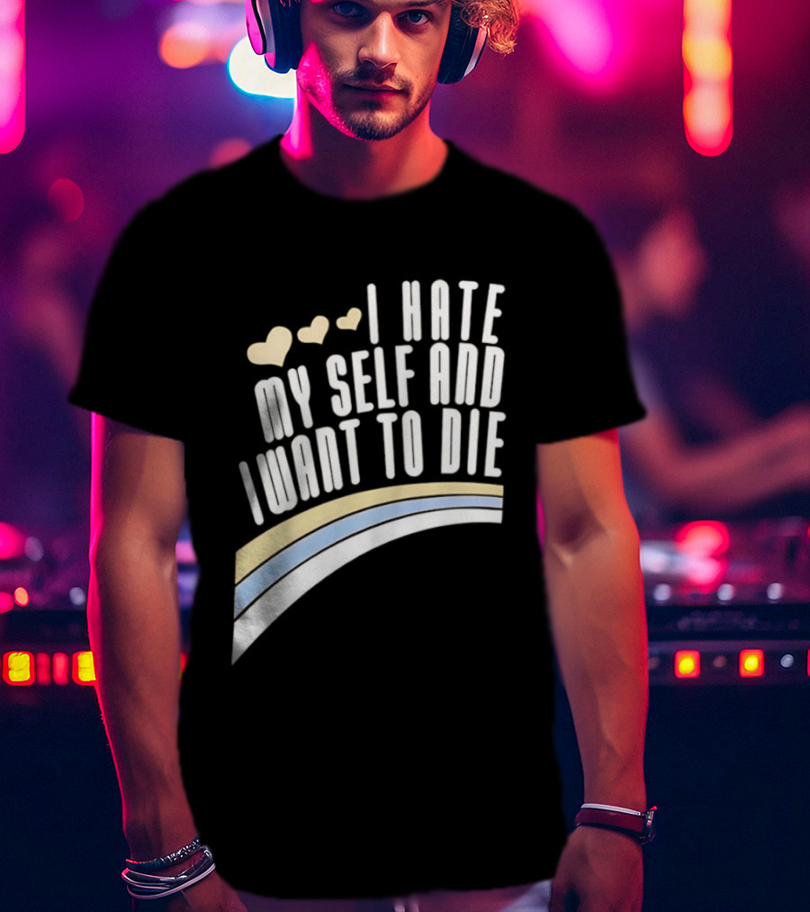 I Hate Myself And I Want To Die Nirvana Hearts Rainbow T-Shirt