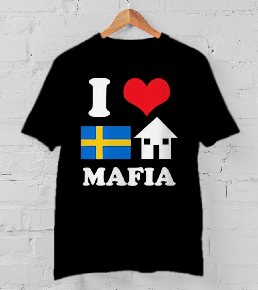I Love Swedish Flag Heart House Mafia EDM Electronic Dance Music T-Shirt