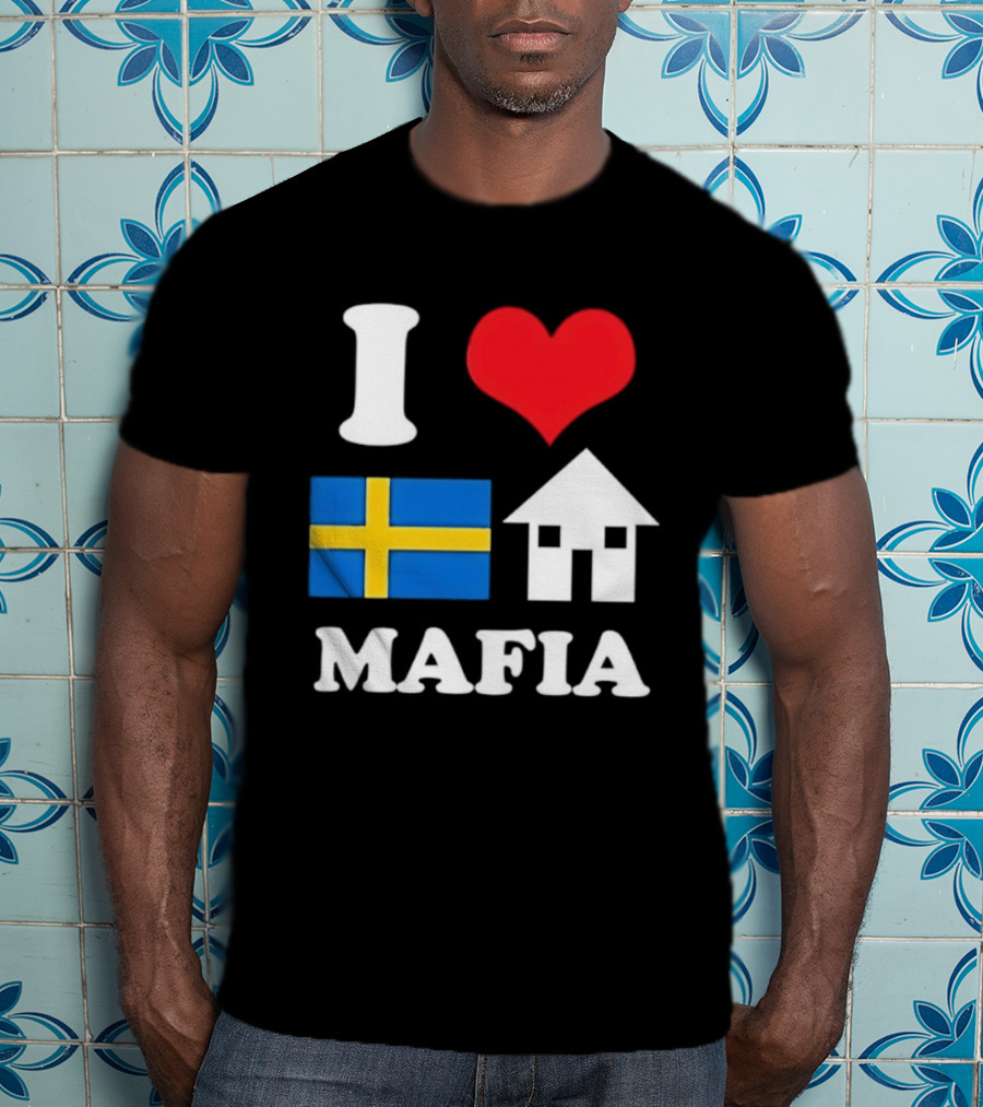 I Love Swedish Flag Heart House Mafia EDM Electronic Dance Music T-Shirt