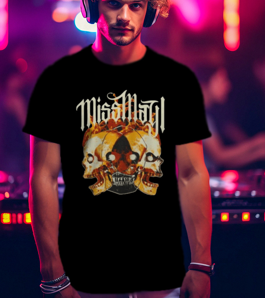 Miss May I Solid State Records Flaming Skulls Black T-Shirt