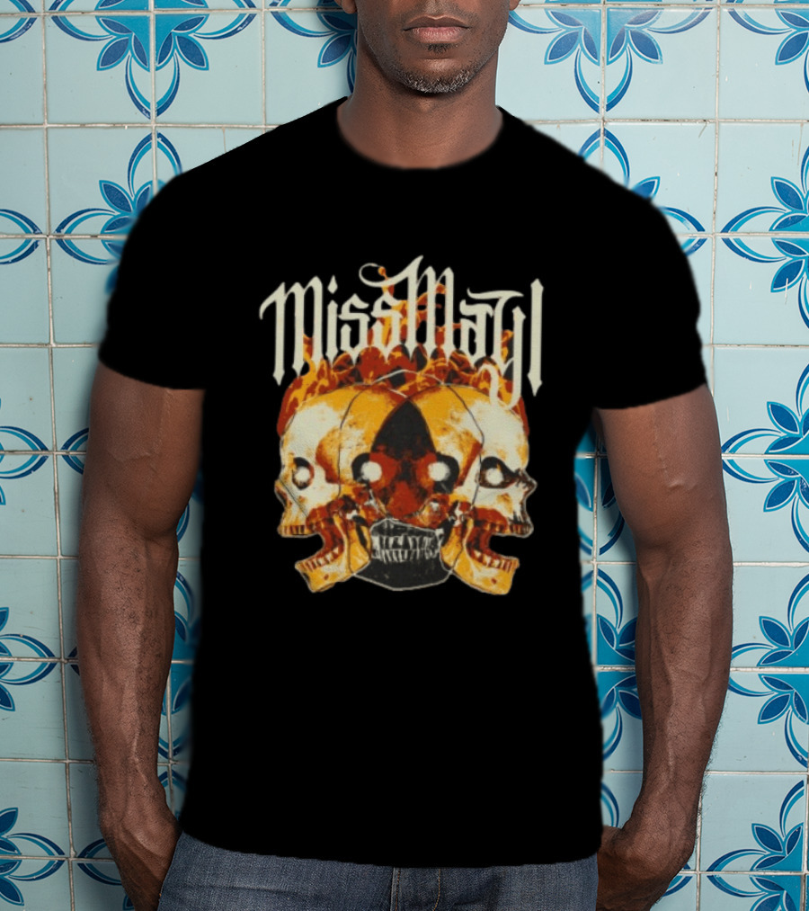 Miss May I Solid State Records Flaming Skulls Black T-Shirt