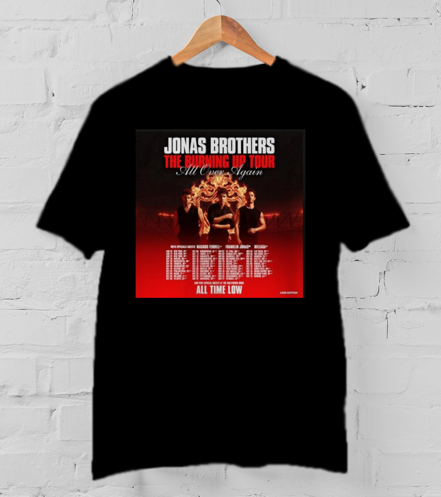 Jonas Brothers The Burning Up Tour All Over Again Featuring All Time Low And Support Acts T-Shirt
