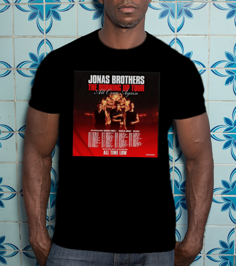 Jonas Brothers The Burning Up Tour All Over Again Featuring All Time Low And Support Acts T-Shirt