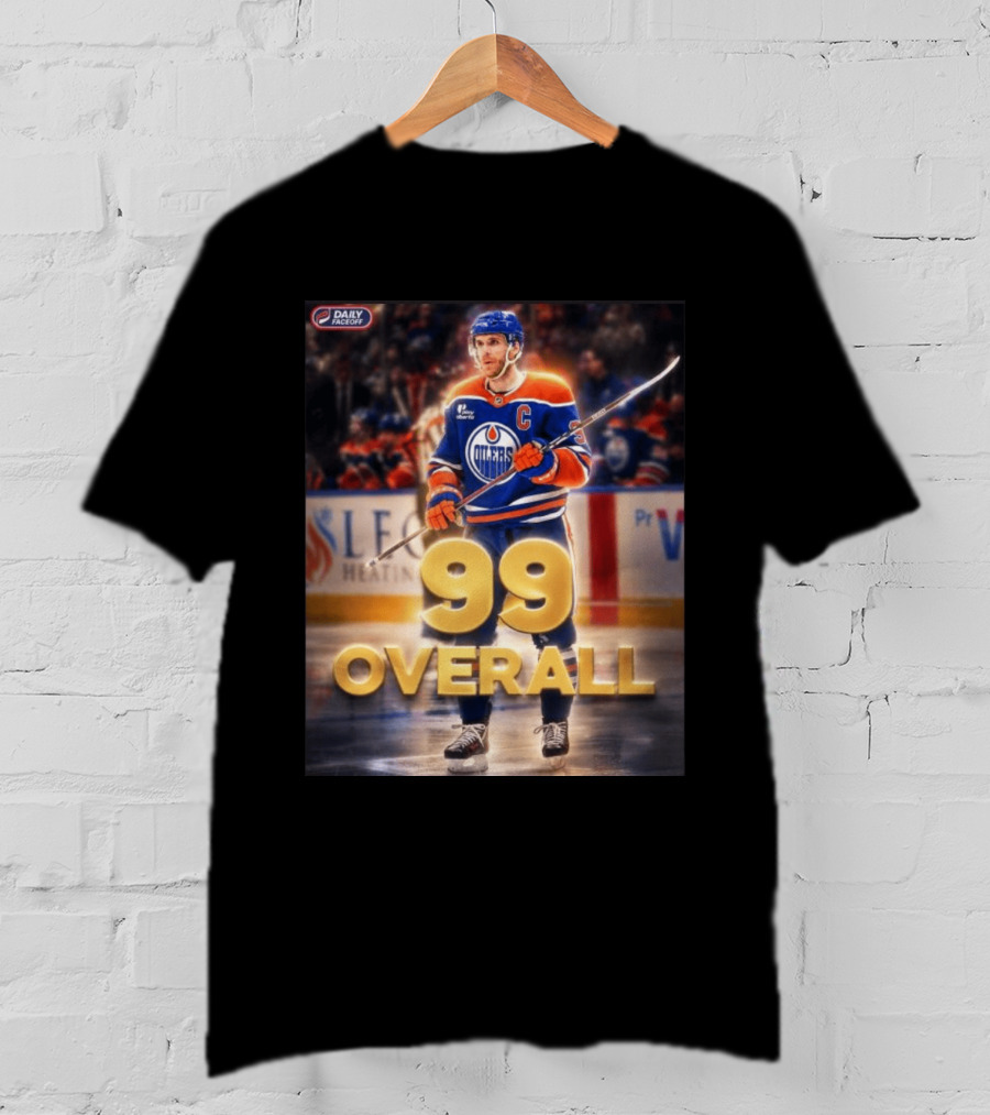 McDavid Oilers 99 Overall Daily Faceoff NHL Captain Hockey T-Shirt