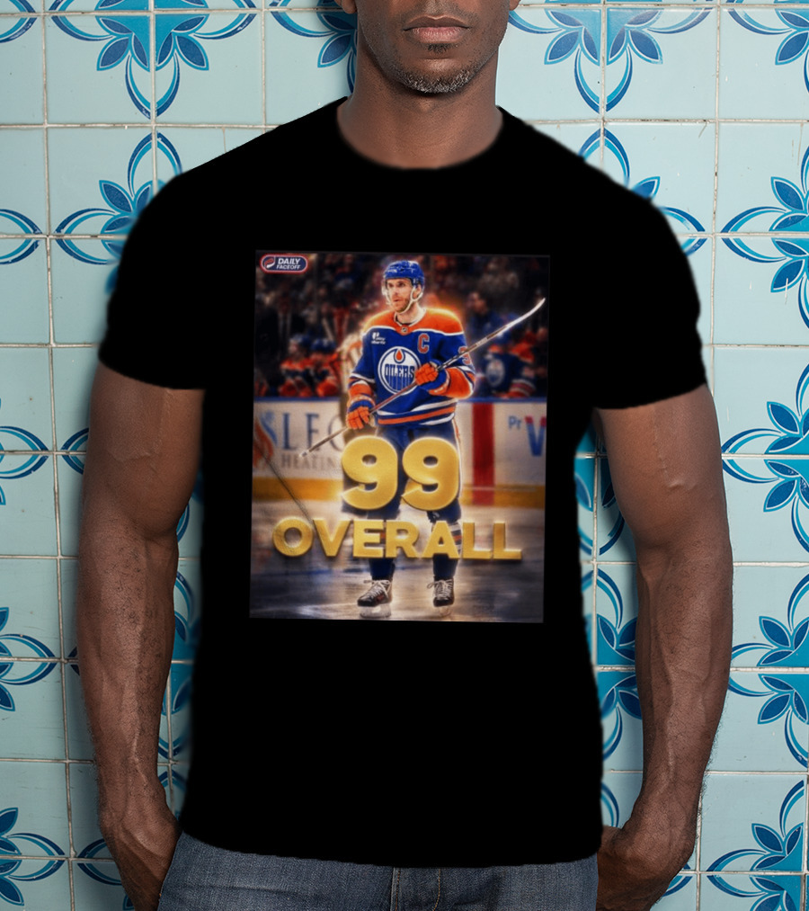 McDavid Oilers 99 Overall Daily Faceoff NHL Captain Hockey T-Shirt