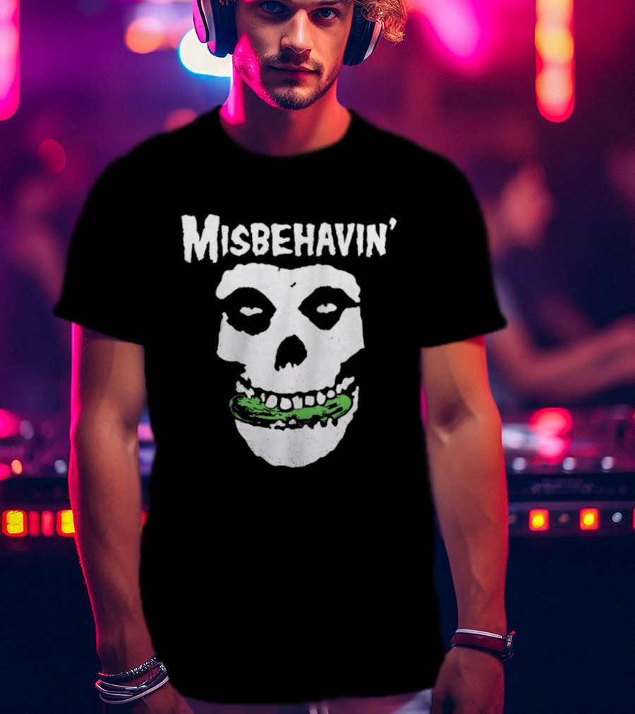 Misbehavin' Pickle Skull Misfits Punk Rock T-Shirt