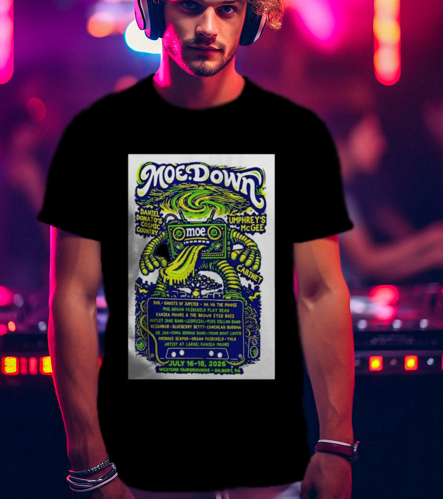 MoeDown July 16 18 2026 Westend Fairgrounds Gilbert PA Featuring Moe. Umphrey's McGee Daniel Donato's Cosmic Country Cabinet T-Shirt