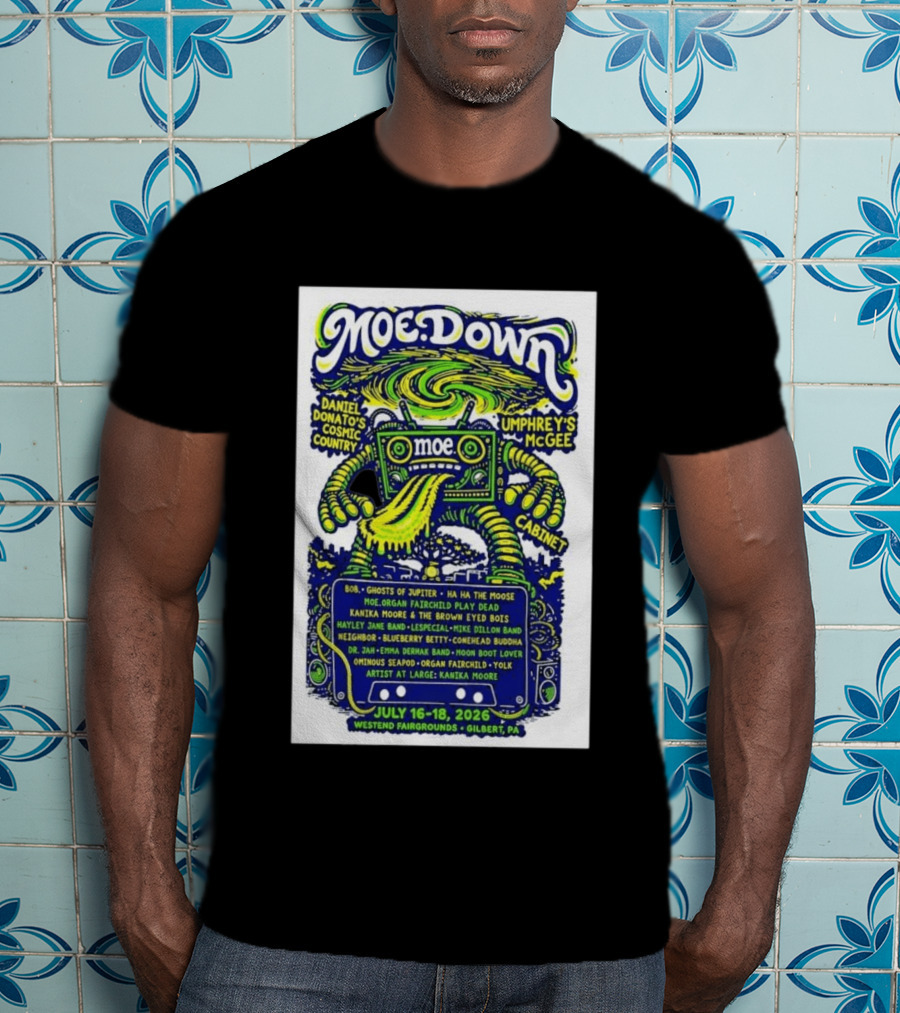MoeDown July 16 18 2026 Westend Fairgrounds Gilbert PA Featuring Moe. Umphrey's McGee Daniel Donato's Cosmic Country Cabinet T-Shirt