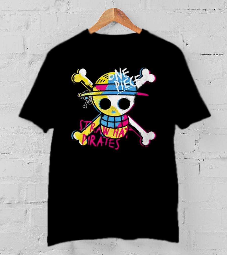 One Piece Straw Hat Pirates Skull Colorful Anime Manga T-Shirt
