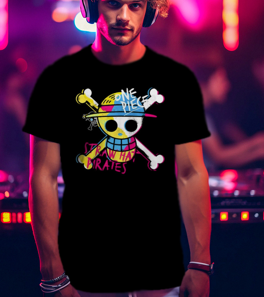 One Piece Straw Hat Pirates Skull Colorful Anime Manga T-Shirt