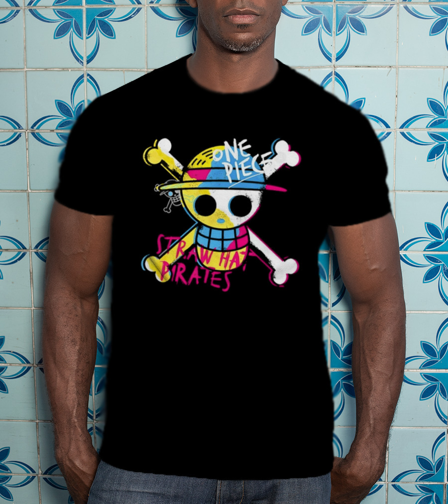 One Piece Straw Hat Pirates Skull Colorful Anime Manga T-Shirt
