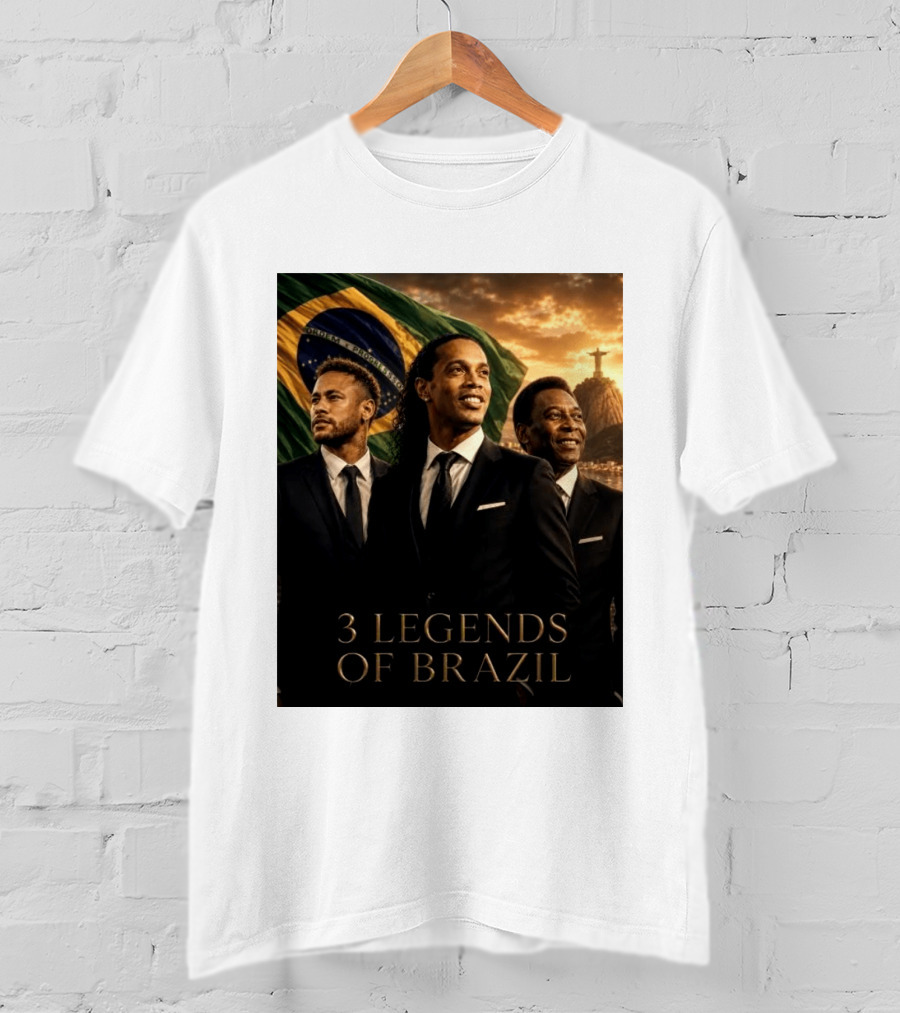 3 Legends Of Brazil Pelé Ronaldinho Neymar Brazilian Heritage T-Shirt