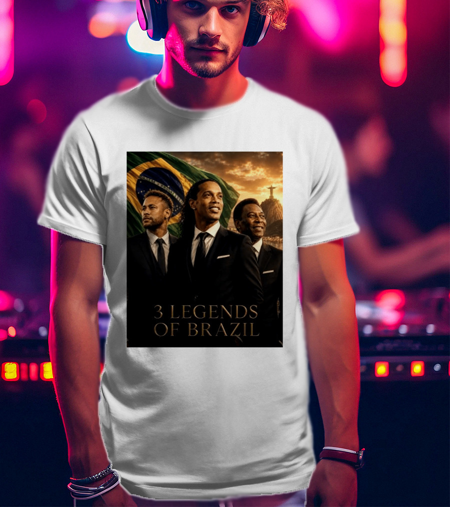 3 Legends Of Brazil Pelé Ronaldinho Neymar Brazilian Heritage T-Shirt