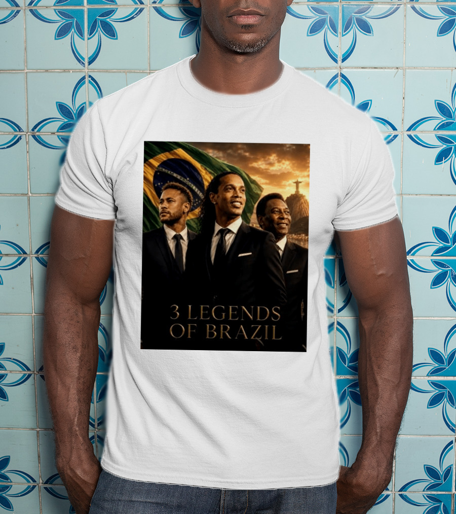 3 Legends Of Brazil Pelé Ronaldinho Neymar Brazilian Heritage T-Shirt