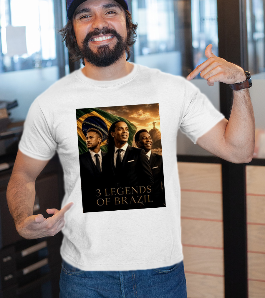3 Legends Of Brazil Pelé Ronaldinho Neymar Brazilian Heritage T-Shirt