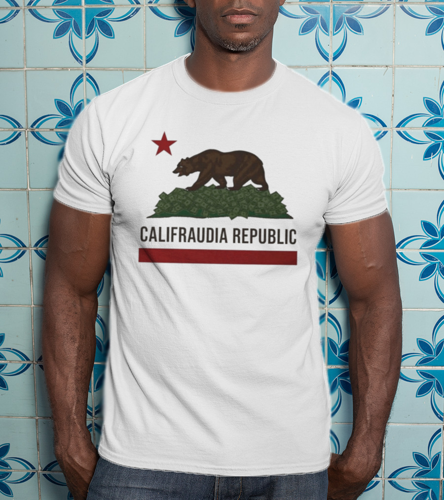 Califraudia Republic Bear Flag With Red Star T-Shirt