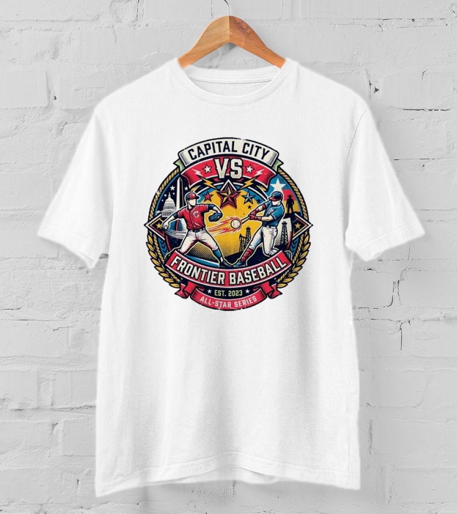 Capital City Vs Frontier Baseball All Star Series 2023 Vintage Emblem With Capitol And Frontier Iconography T-Shirt