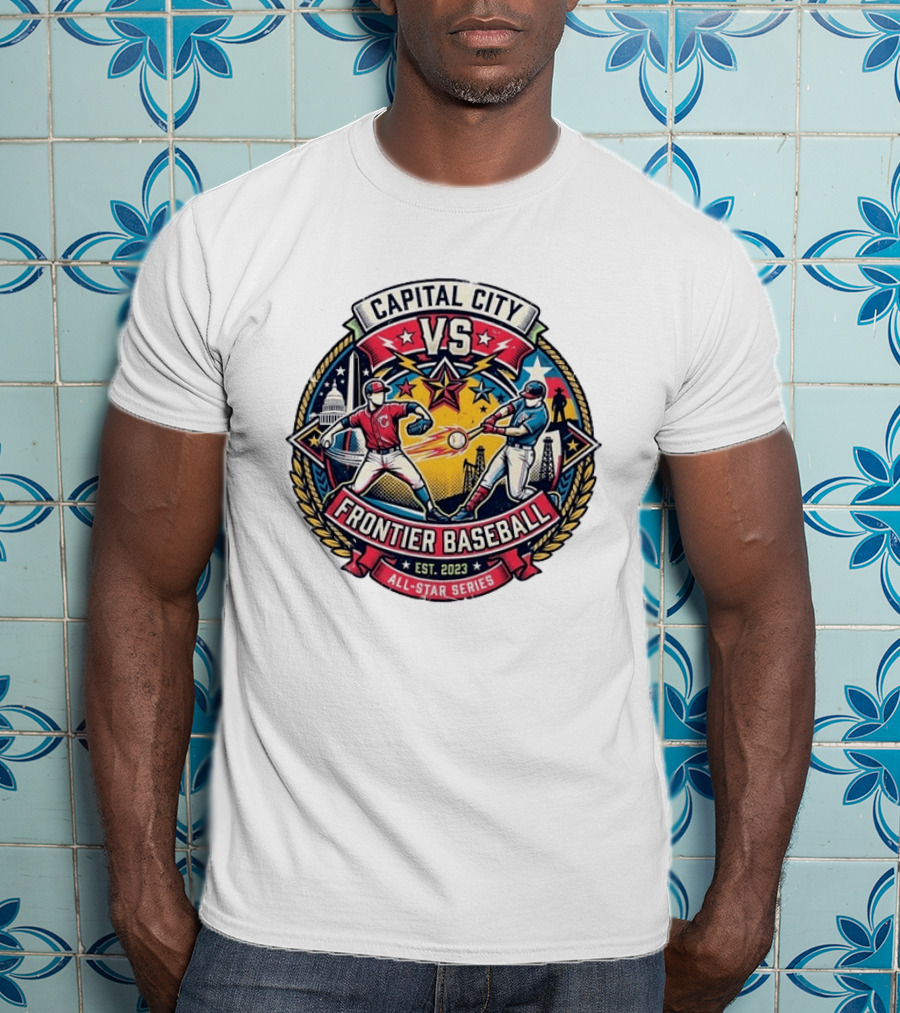 Capital City Vs Frontier Baseball All Star Series 2023 Vintage Emblem With Capitol And Frontier Iconography T-Shirt