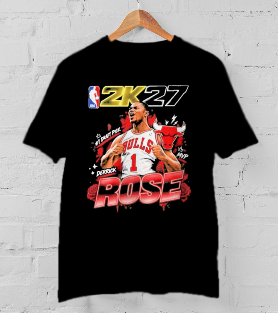 NBA 2K27 MVP Derrick Rose Bulls #1 Highlight T-Shirt