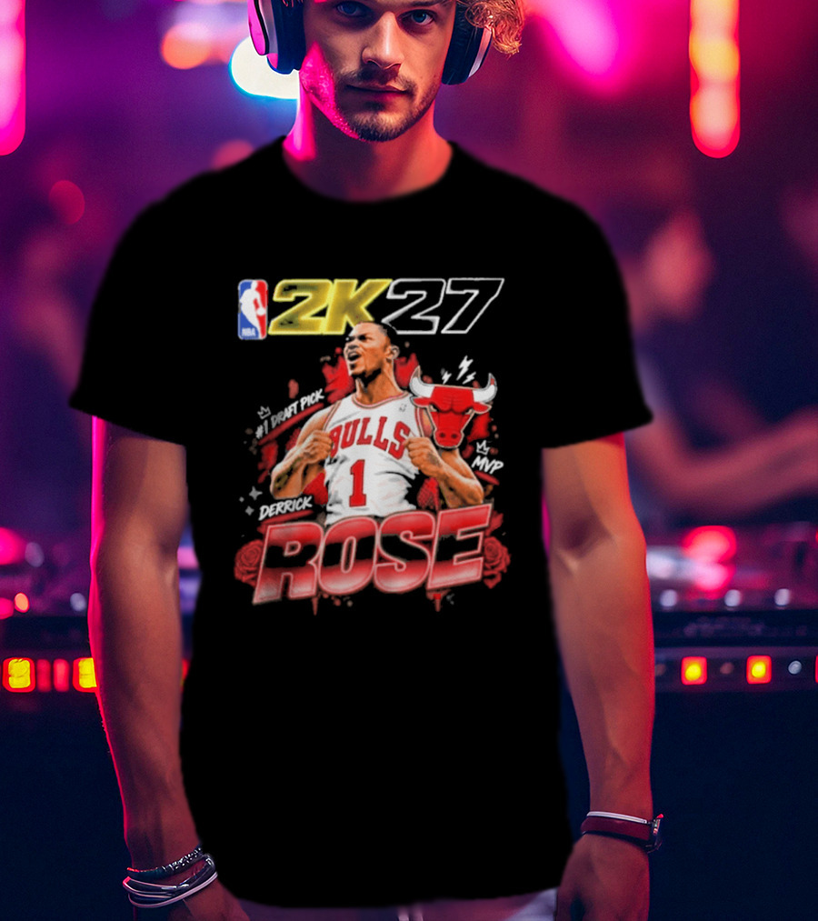 NBA 2K27 MVP Derrick Rose Bulls #1 Highlight T-Shirt
