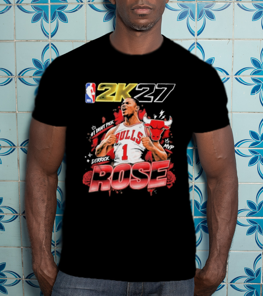 NBA 2K27 MVP Derrick Rose Bulls #1 Highlight T-Shirt