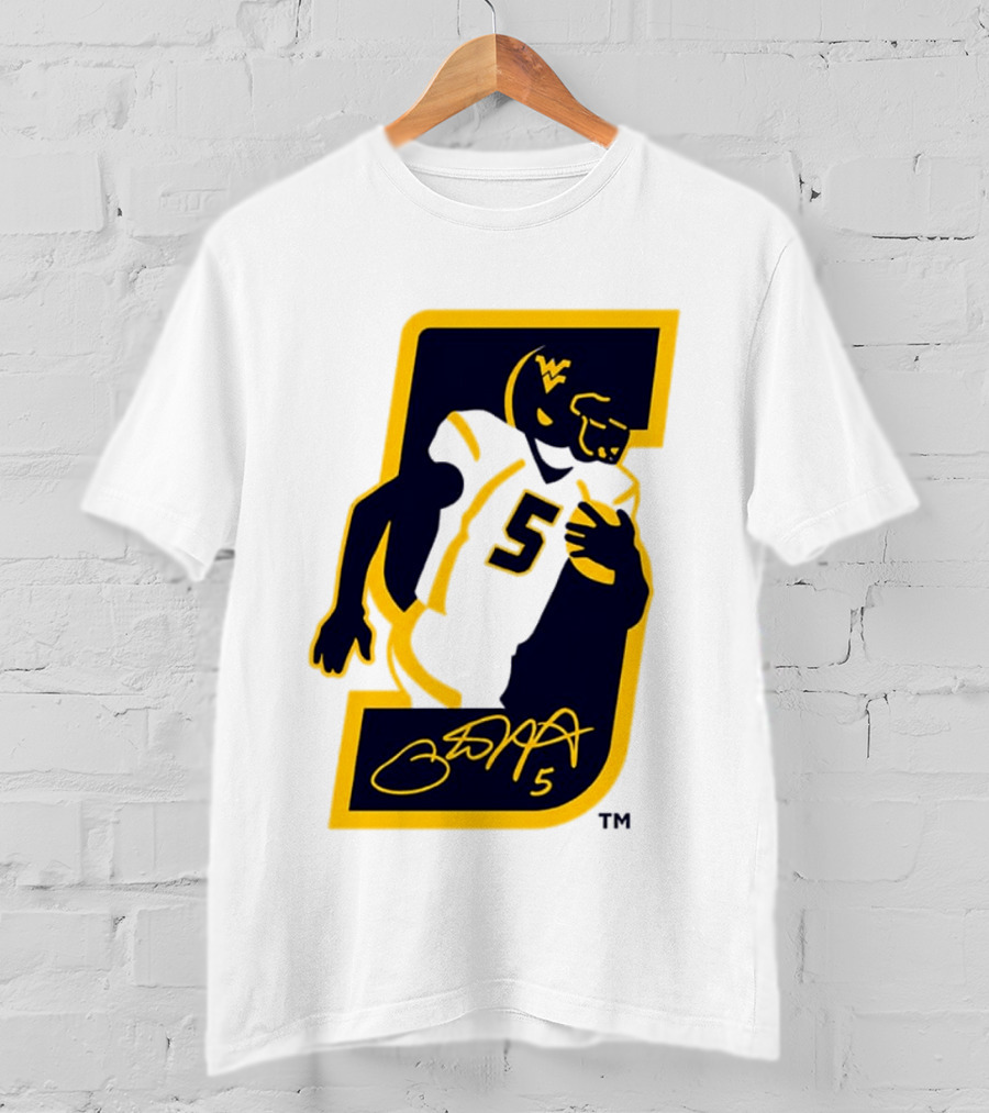 WVU Number 5 Pat White Signature Retirement T-Shirt