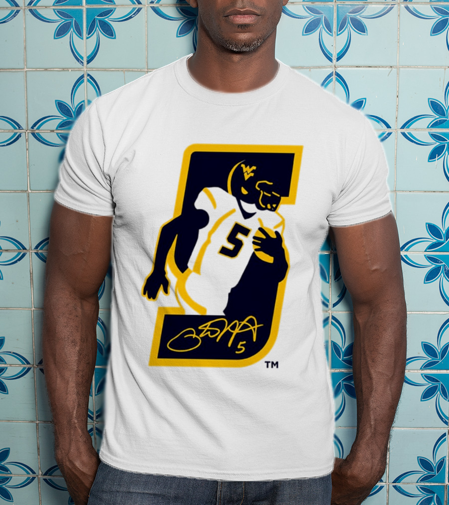 WVU Number 5 Pat White Signature Retirement T-Shirt