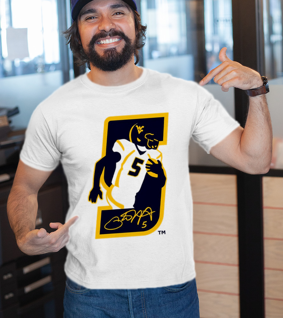 WVU Number 5 Pat White Signature Retirement T-Shirt
