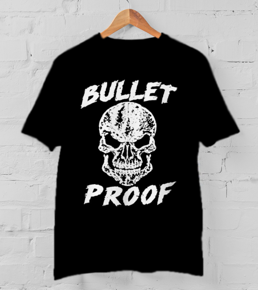 Bullet Proof Distressed Skull Gothic Edgy T-Shirt