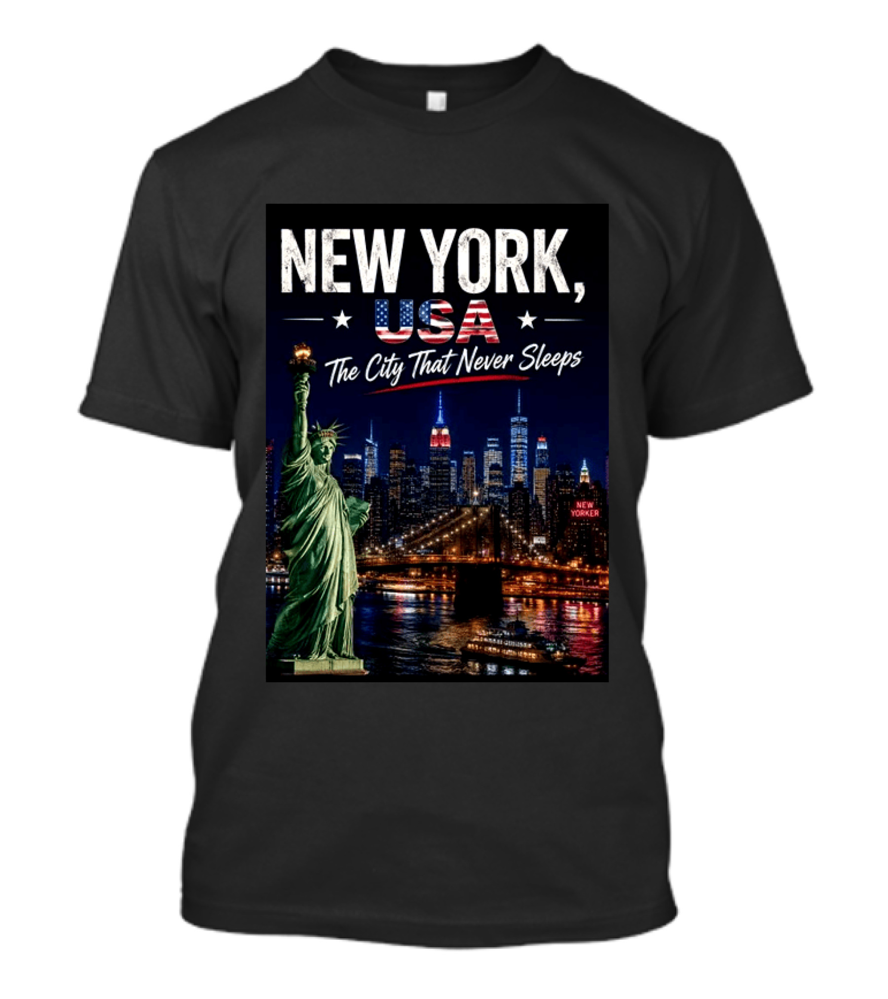 New York USA The City That Never Sleeps Statue Of Liberty Skyline T-Shirt