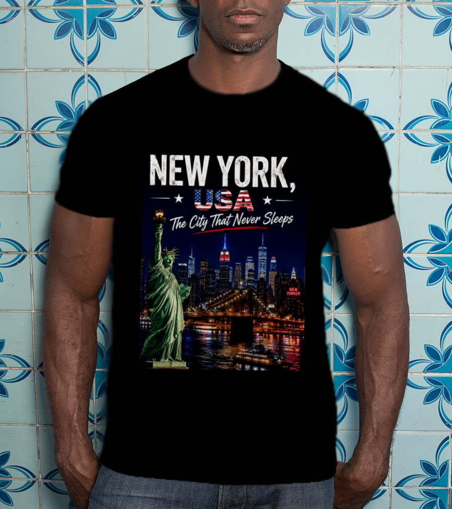 New York USA The City That Never Sleeps Statue Of Liberty Skyline T-Shirt