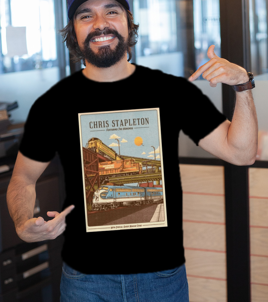 Chris Stapleton Featuring The Honchos Special Guest Maggie Rose Aug 19 2026 Allianz Amphitheater Riverfront Richmond Virginia Vintage Trains Scene T-Shirt