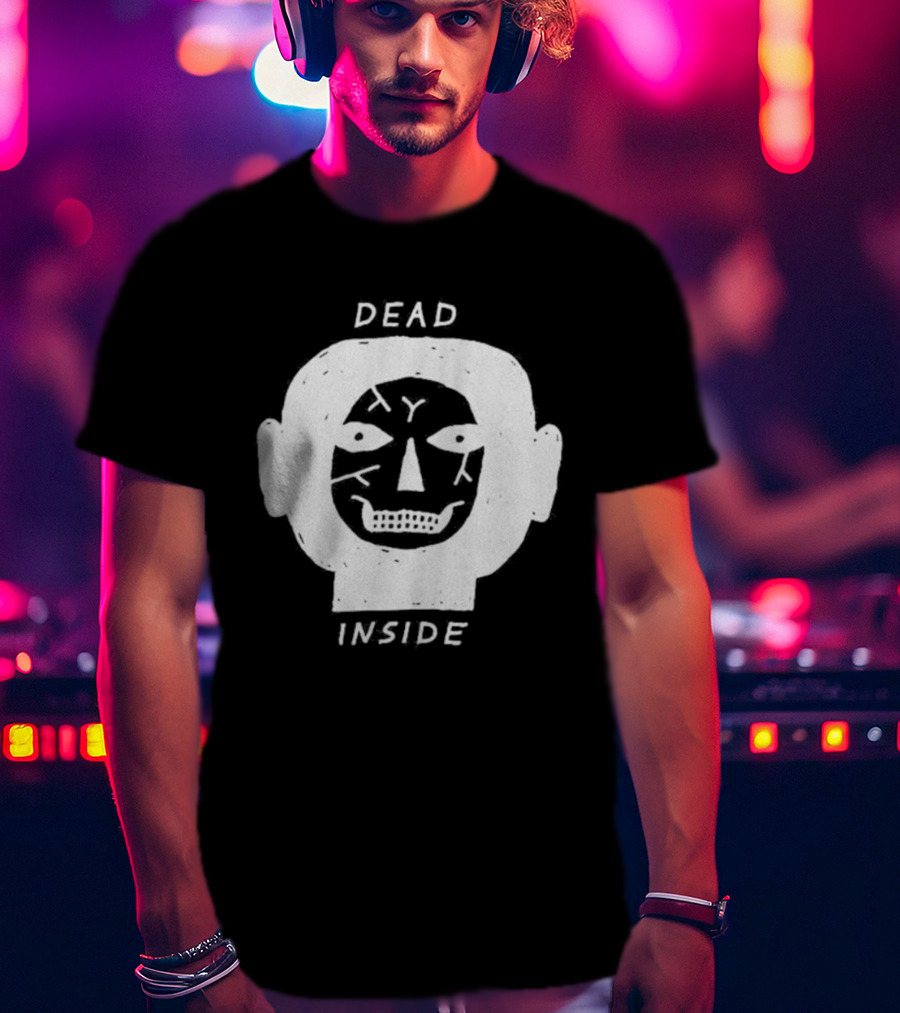 Dead Inside Skull Face Gothic Dark Minimalist T-Shirt