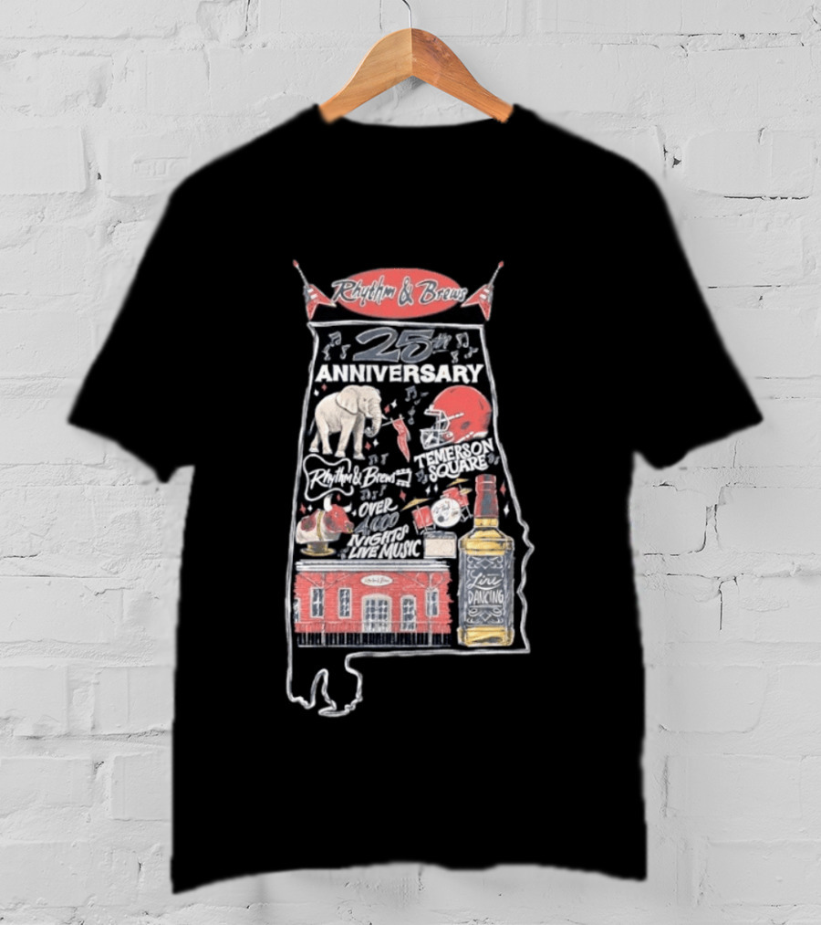 Rhythm & Brews 25th Anniversary Temerson Square Live Music Celebration Over 1000 Nights T-Shirt