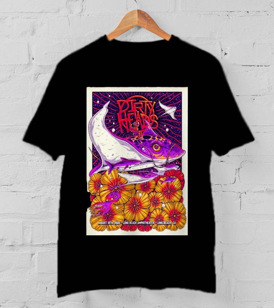Dirty Heads Long Beach Amphitheater August 18 2026 Vibrant Stingray And Flowers T-Shirt