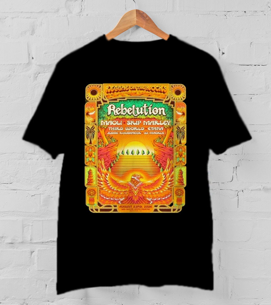 Rebelution Reggae On The Rocks 2026 Maoli Skip Marley Third World Etana August 22nd T-Shirt