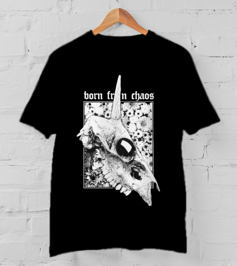Born From Chaos Animal Skull Floral Gothic Aesthetic T-Shirt