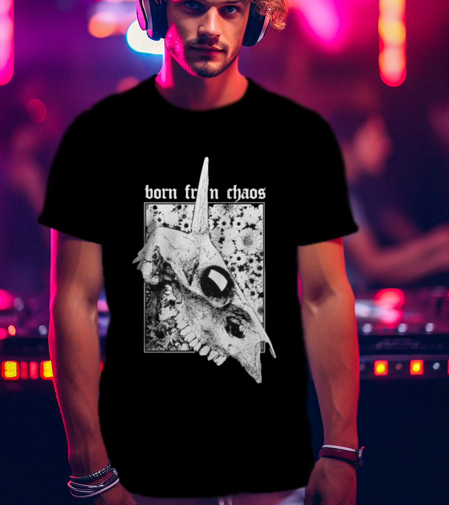 Born From Chaos Animal Skull Floral Gothic Aesthetic T-Shirt