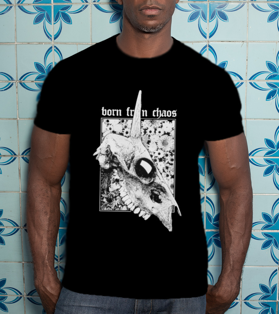Born From Chaos Animal Skull Floral Gothic Aesthetic T-Shirt