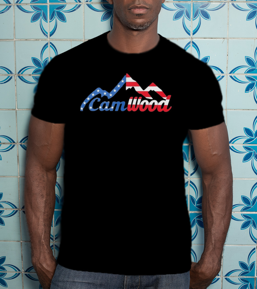 CamWood American Flag Mountain Baseball Training USA Stars And Stripes T-Shirt