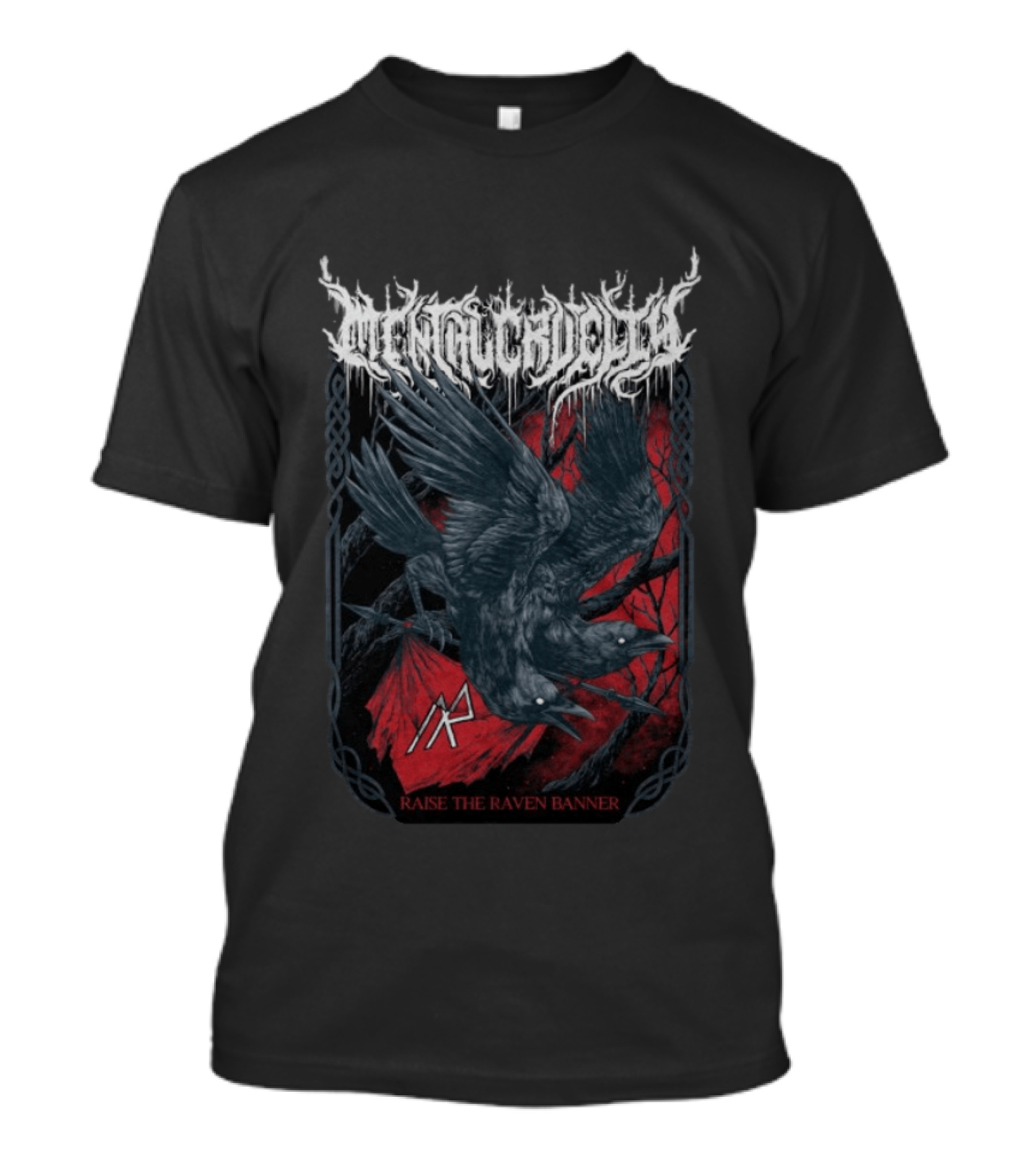 Indiemerchstore Mental Cruelty Raise The Raven Banner Norse Imagery Ravens T-Shirt