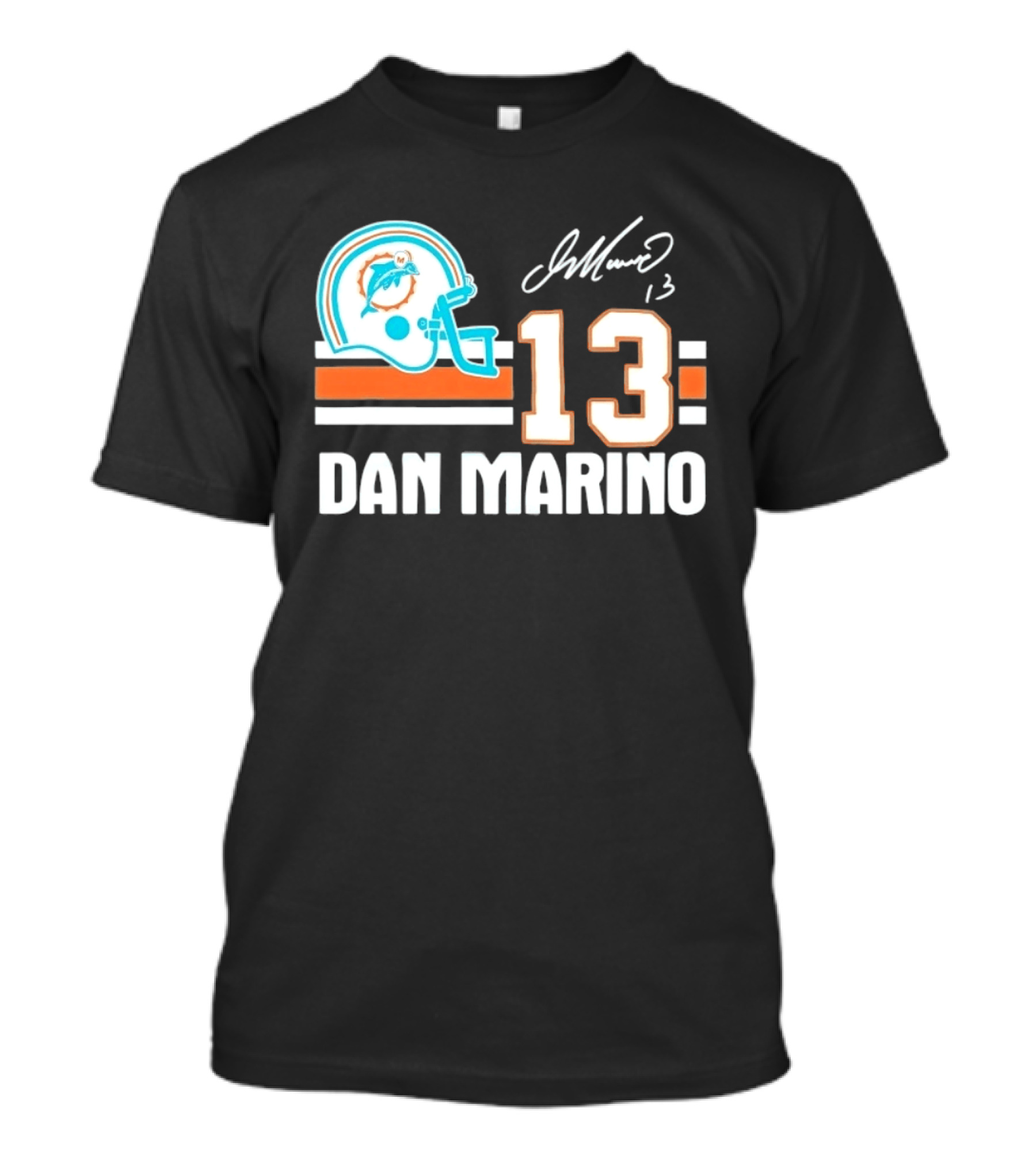 Miami Dolphins Dan Marino 13 Helmet Signature T-Shirt