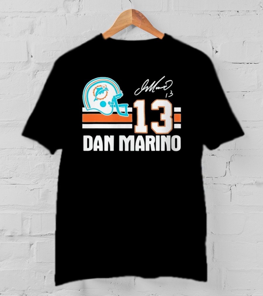 Miami Dolphins Dan Marino 13 Helmet Signature T-Shirt