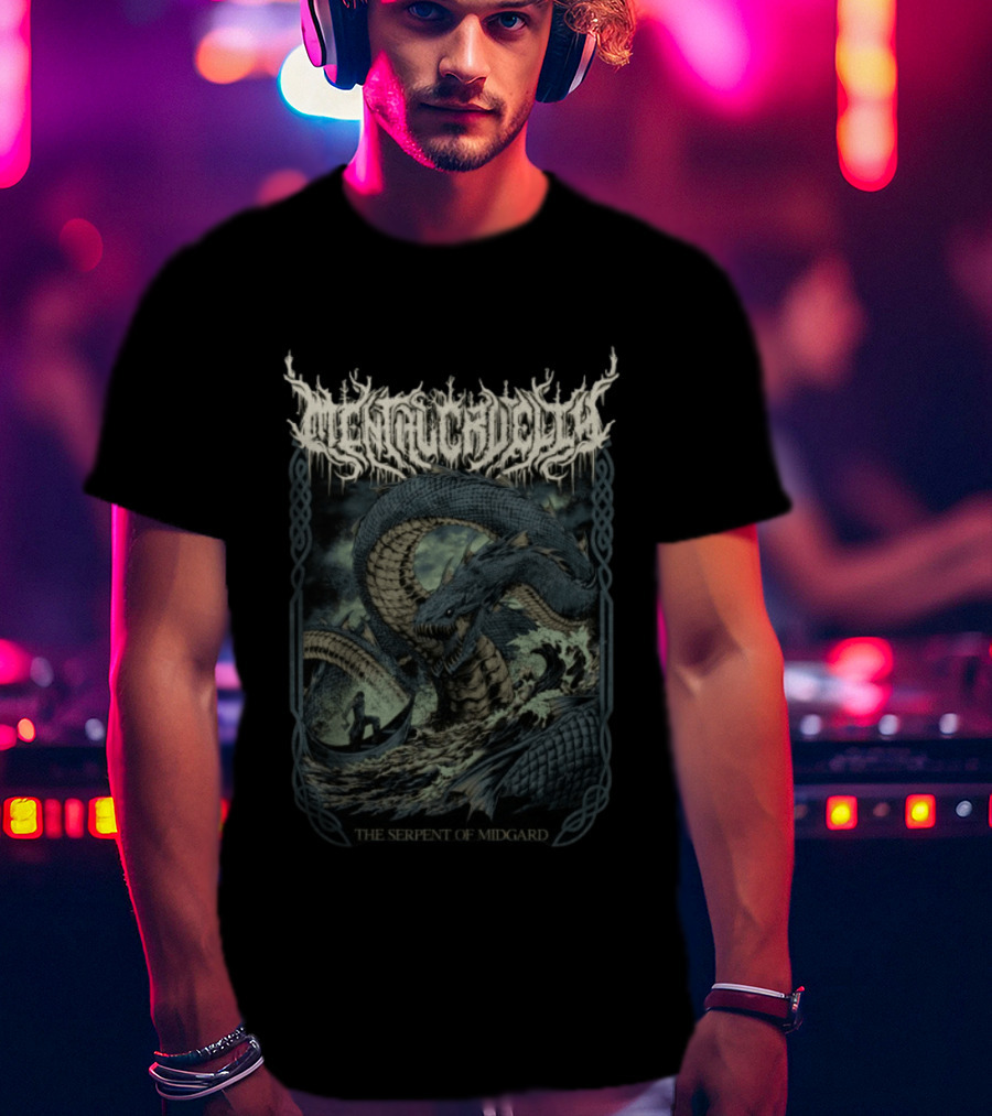 Indiemerchstore Mental Cruelty The Serpent Of Midgard Mythical Sea Monster Norse Viking T-Shirt