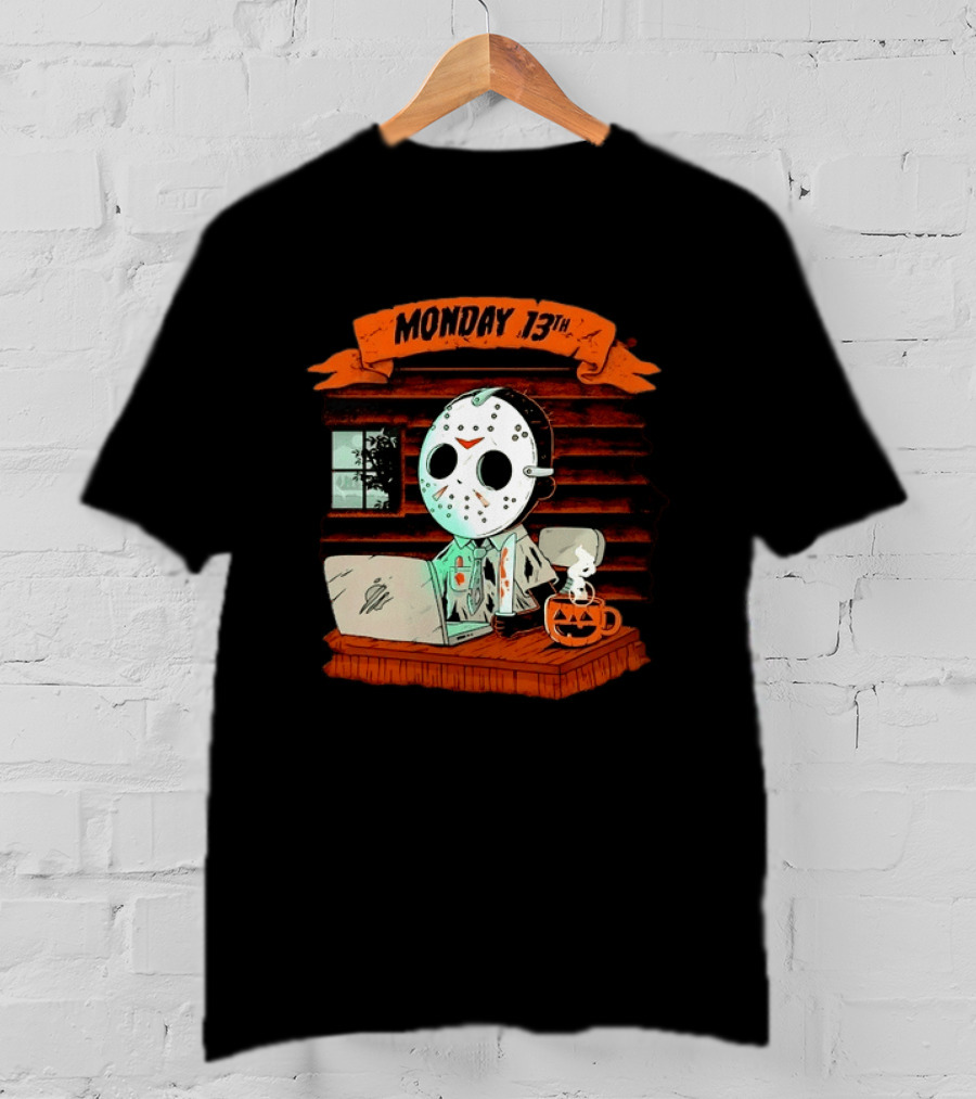 Jason Voorhees Monday 13th Office Work Halloween Horror Movie T-Shirt